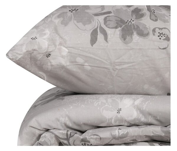 Set copripiumino e federa grigio in cotone renforcé per letto singolo 140x200 cm Elena – Mijolnir