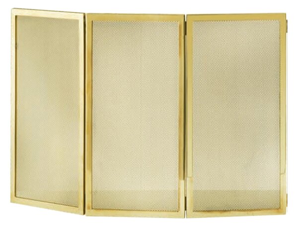 Parascintille per camino 3 ante in Ottone 75xh45 cm lavorazione artigianale in ottone pieno stile moderno, rete ottone