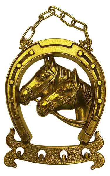 Appendichiavi , Porta chiavi da muro Cavallo , 4 posti dimensioni 11xh14 cm, peso 0,500 kg ottone brunito