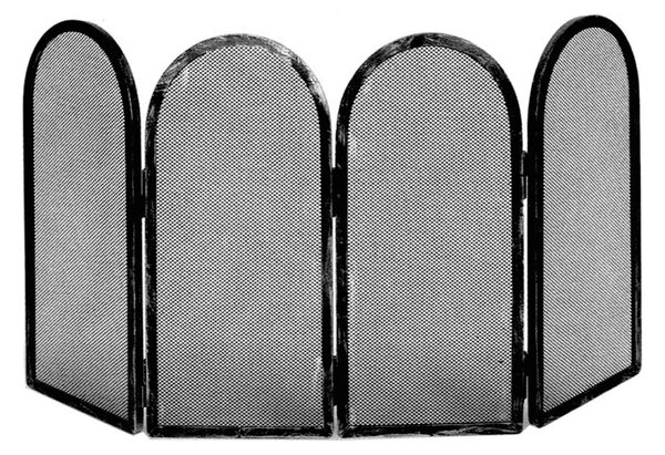 Parascintille per camino 4 ante In FERRO modello ARCO dimensioni 100xh50 cm lavorazione artigianale in ferro rete nera