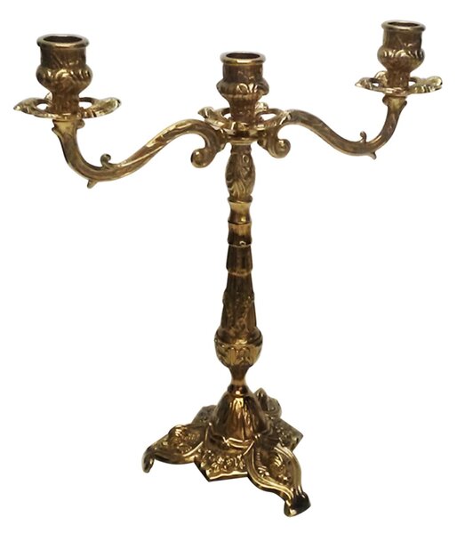 Candelabro in Ottone massiccio3 fiamme dimensioni 23xh 29 cm uno colore ottone dorato