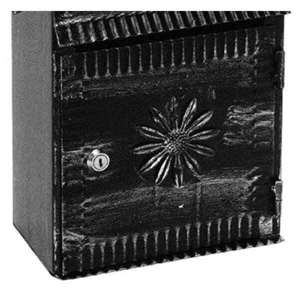 Cassetta per Posta In ferro Battuto modello CAMINO Lavorazione Artigianale trattamento x Esterno 26x14xh 36 cm con 2 chiavi di chiusura colore nero