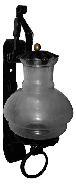Applique Migani In ferro Battuto h47 cm interno esterno, con vetri e impianto colore nero