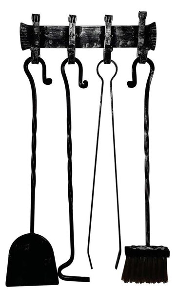Gruppo per camino da MURO con Barra in Ferro forgiato Dimensioni 32x h 60cm - Peso 3.5 kg lavorazione artigianale in stile classico made In Italy 100x100