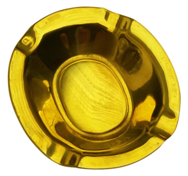 Posacenere in Ottone massiccio realizzato Ovale 3 Appoggi Dimensioni 5057 colore giallo