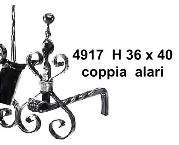 Coppia alari in ferro battuto per camino 40xh36 cm lavorazione artigianale in ferro battuto colore nero
