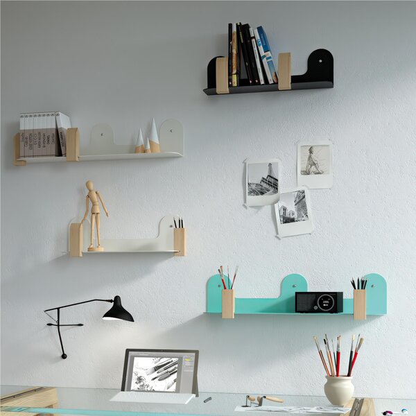 Mensola da Parete in metallo verniciato Opaco ONDA dimensioni 50x15,5 cm colore nero opaco