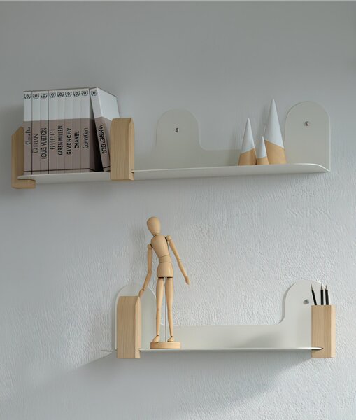 Mensola da Parete in metallo verniciato Opaco ONDA dimensioni 50x15,5 cm colore bianco opaco