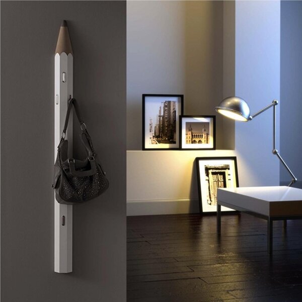 Appendiabiti da parete 4 ganci Matita 10x5xh140 cm in legno riciclato colore Bianco