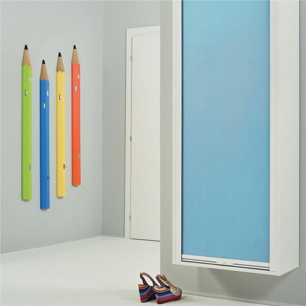 Appendiabiti da parete 4 ganci Matita 10x5xh140 cm in legno riciclato colore verde