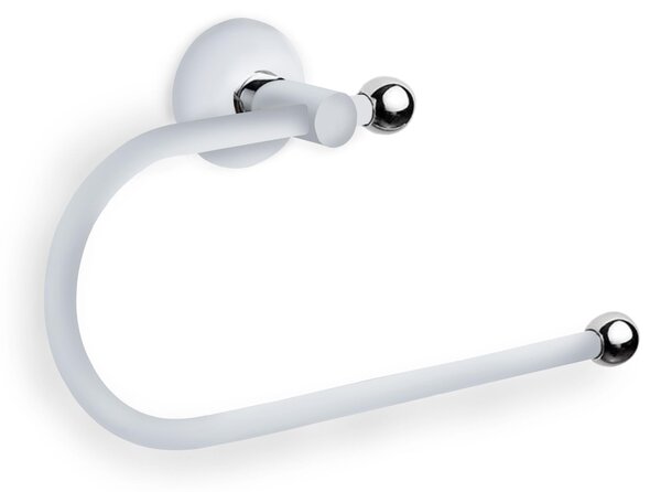 Porta asciugamano da Bidet Mod ZACINTO 30x6xh12 cm placche rotonde forme arrotondate in finitura cromo lucido fissaggio a viti bianco con pomelli cromo