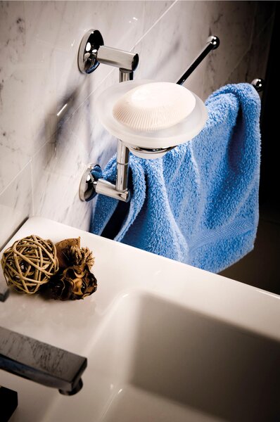 Gancio Porta carta igienica da bagno Mod ZACINTO 18x6xh5 cm placche rotonde forme arrotondate in finitura cromo lucido fissaggio a viti