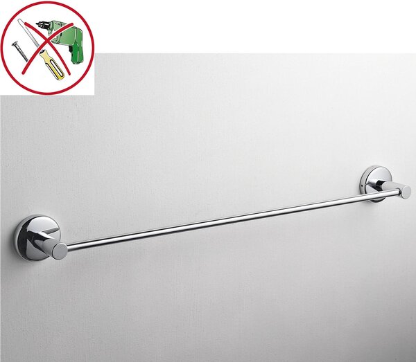 Maniglione Porta asciugamano da BAGNO Idra 60x6,5xh5,5 cm in finitura cromo lucido fissaggio adesivo 3M bagno galvanico di oltre 22 micron inalterabile nel tempo