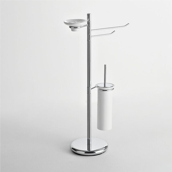 Piantana WC Bidet ELBA con Porta scopino e Portasapone 39x20xh73 cm cromo lucido Garanzia per anni contro la ruggine bagno galvanico di oltre 22 micron inalterabile nel tempo