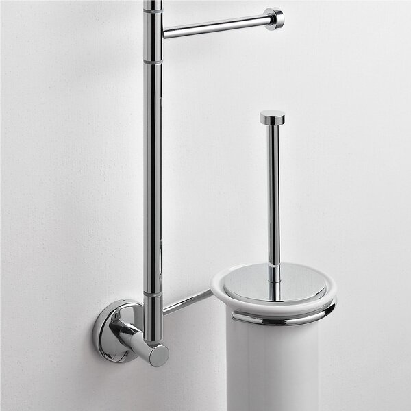 Asta attrezzata WC, Bidet porta scopino portasapone e asciugamani IDRA 44x16xh60 cm finitura inox lucido ruotabile a 360 gradi garanzia 10 anni