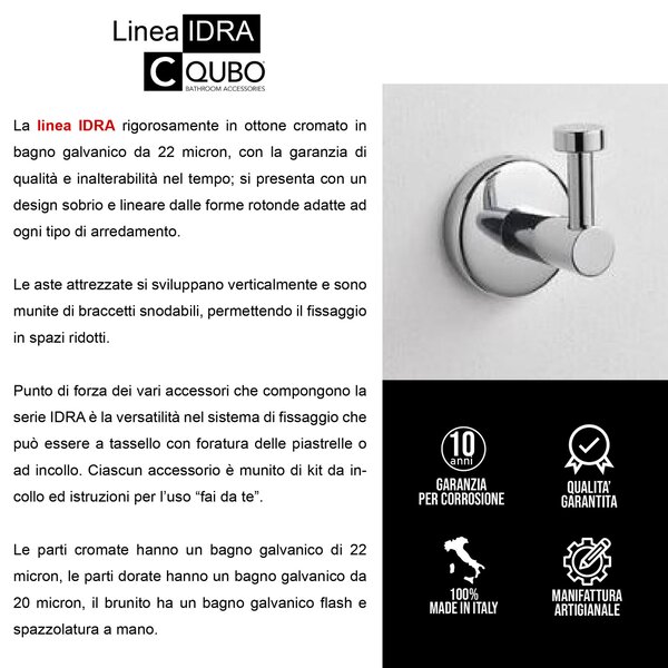 Appendino singolo 5,5x6,5xh8 cm inox lucido fissaggio con viti e stop