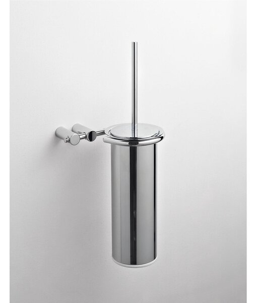Porta scopino sospeso da bagno KIOS 16x15xh39 cm in metallo finitura cromo lucido fissaggio stop e viti Garanzia contro la corrosione bagno galvanico di oltre 22 micron inalterabile nel tempo
