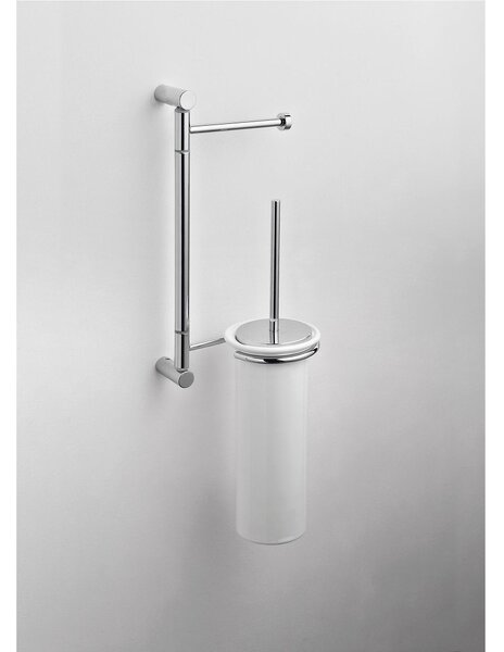 Asta attrezzata WC 15x14xh50 cm con Porta scopino in ceramica fissaggio a vite garantita contro la corrosione