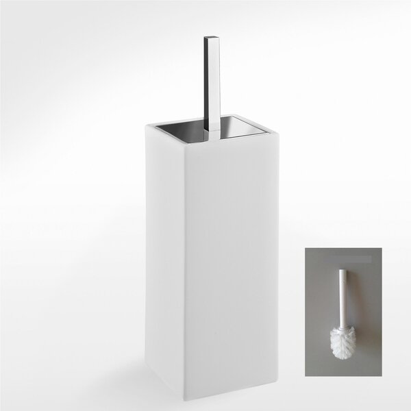 Porta scopino da terra CIPRO 10x10xh34 cm in Ceramica finiture cromo lucido