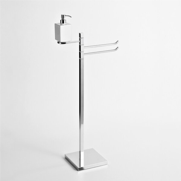 Piantana Bidet quadrata , con dispenser base quadrata CIPRO 37x19xh87 cm Tubo ottone quadrato mm. 20x20 in ottone finitura inox lucido made in Italy garanzia 10 anni