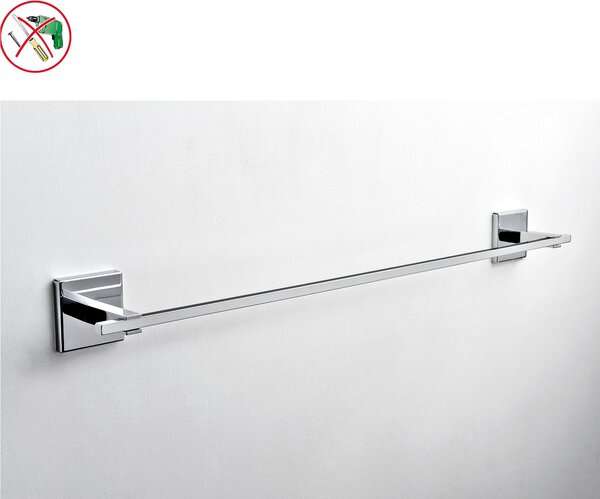 Porta asciugamani fissaggio adesivo Forte 3 M, Plano 40x6,5xh5,5 cm in finitura cromo lucido