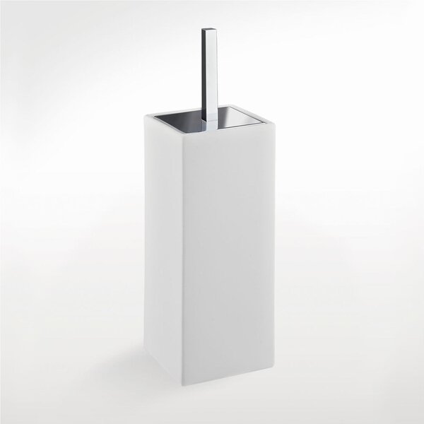 Porta scopino da terra in ceramica Plano 10x10xh34 cm in finitura cromo lucido bagno galvanico di oltre 22 micron inalterabile nel tempo