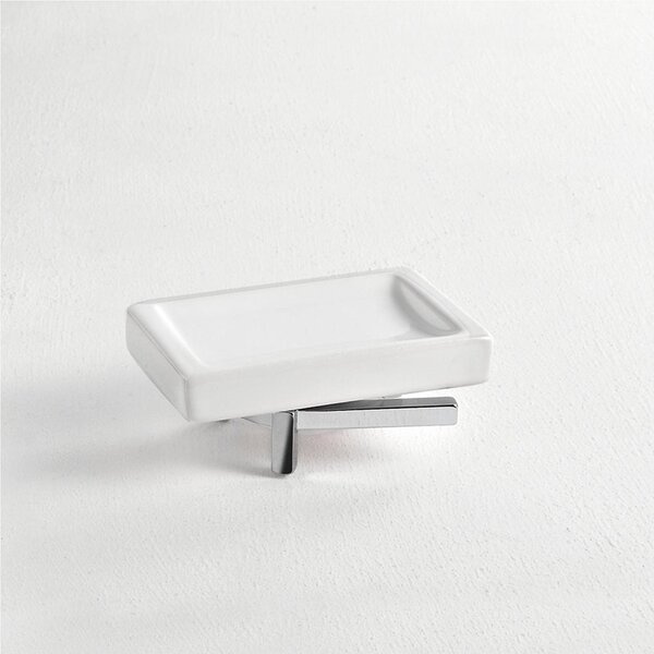 Porta sapone singolo d'appoggio in Ceramica Plano 12x8xh5 cm bagno galvanico di oltre 22 micron inalterabile nel tempo