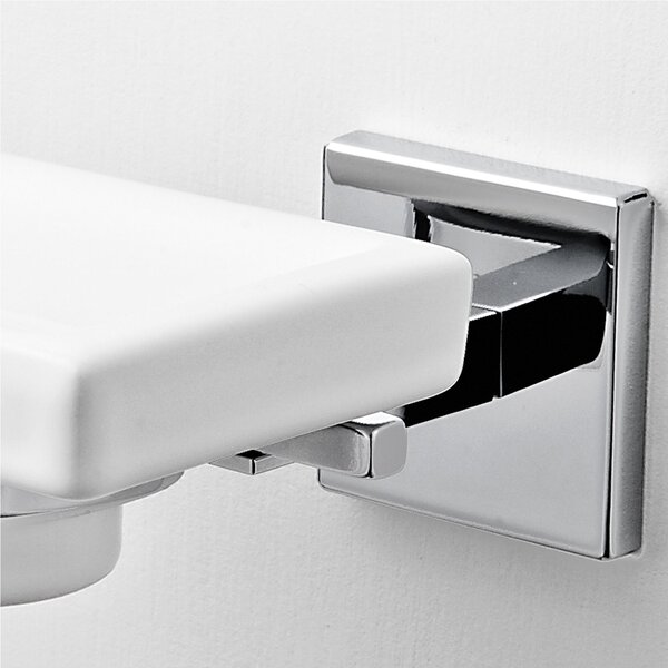 Porta sapone singolo Fissaggio Stop e Viti, in Ceramica Plano 12,5x12,5xh6,5 cm cromo lucido e ceramica bagno galvanico di oltre 22 micron inalterabile nel tempo