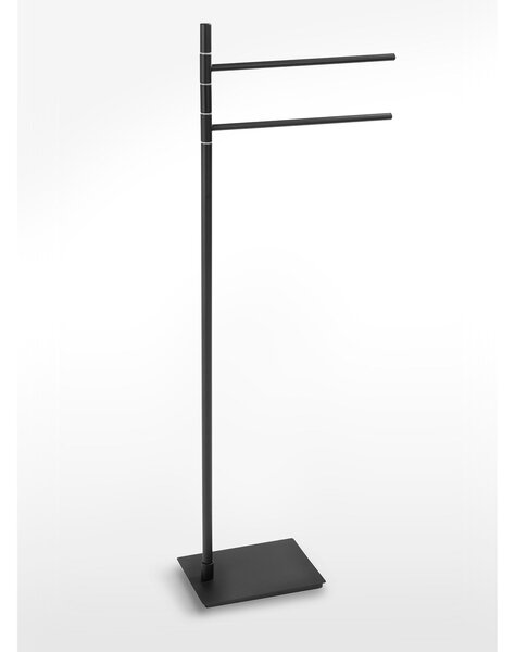 Piantana portasciugamani da bagno 2 bracci snodati Linea Basic Design Moderno dimensioni 33x15xh90 cm - bracci lunghezza 28 cm Nero Opaco Garanzia i0 anni contro la ruggine