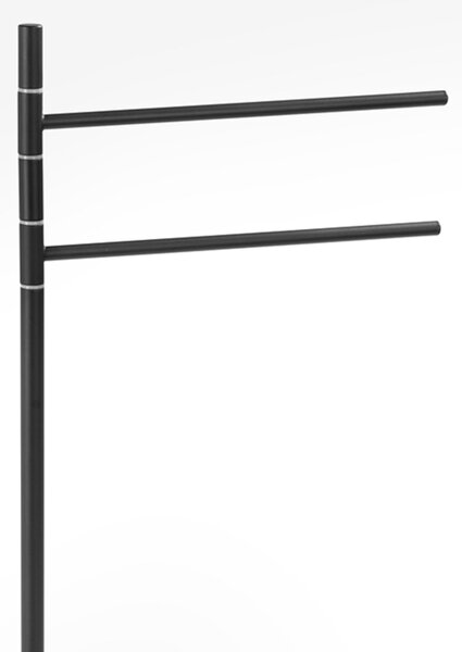 Piantana portasciugamani da bagno 2 bracci snodati Linea Basic Design Moderno dimensioni 33x15xh90 cm - bracci lunghezza 28 cm Nero Opaco Garanzia i0 anni contro la ruggine