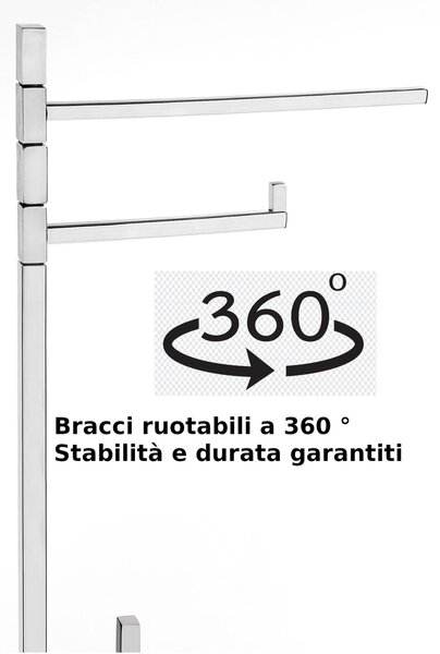 Piantana WC Bidet con Porta carta e porta scopino in Ceramica Linea Living Design Moderno dimensioni 26x12xh75 cm - cromo lucido Garanzia i0 anni contro la ruggine