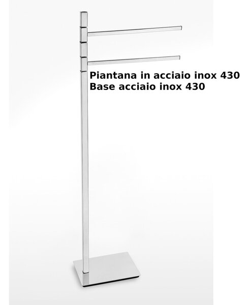 Piantana portasciugamani da bagno 2 bracci snodati Tubo quadrato Linea ANTHEA Tubo quadrato mm 20x20 dimensioni 34x15xh89 cm - Base in acciaio inxo 430 Garanzia i0 anni contro la ruggine