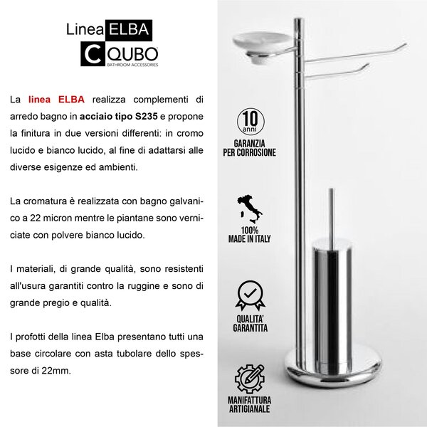 Piantana WC Bidet con Porta scopino e Portasapone ELBA39x20xh73 cm cromo lucido Garanzia per anni contro la ruggine
