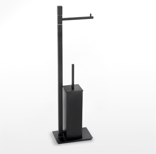 Piantana WC con Porta Rotolo pi� Porta scopino in Acciaio inox 430 Linea ANTHEA Design Moderno dimensioni 16x12xh66 cm - bracci lunghezza 28 cm cromo lucido Garanzia i0 anni contro la ruggine