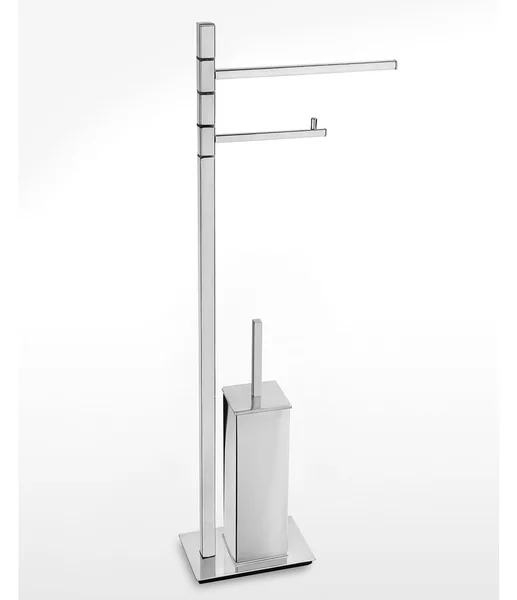 Piantana WC Bidet con Porta carta e porta scopino in ACCIAIO AISI 430 Linea ANTHEA Tubo quadrato mm. 20x20 Moderno dimensioni 30x12x79 cm - inox lucido Garanzia i0 anni contro la ruggine