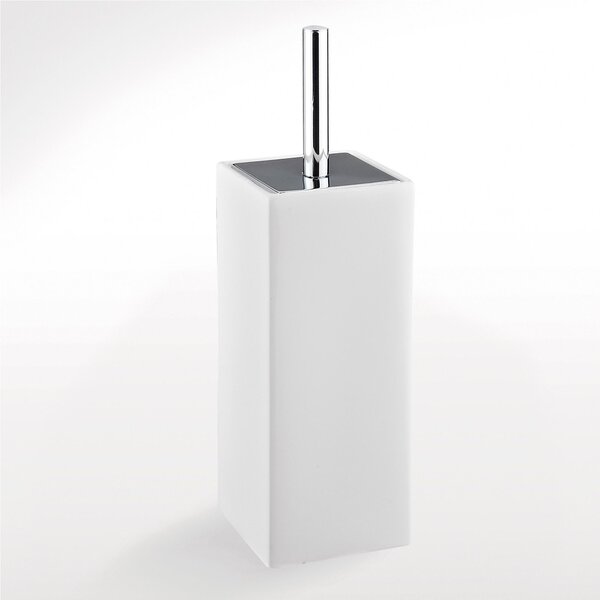 Porta scopino da terra quadrato in ceramica OMBRA 10x10xh35 cm in finitura bianco lucido
