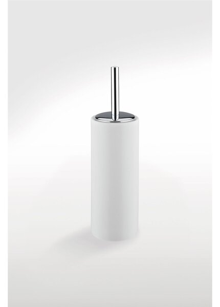 Porta scopino a muro rotondo con attacco a baionetta in ceramica OMBRA 8xh34 cm in finitura bianco lucido