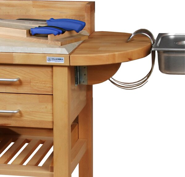 Carrello da cucina a servire 50x50xh93 cm in legno listellare di faggio