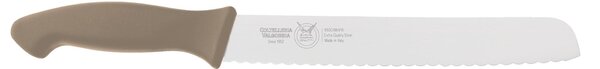 Coltello pane cm 23, colore tortora, manico in gomma termoplastica