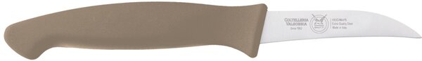Coltello cucina verdura curvo cm 7, colore tortora, manico in gomma termoplastica