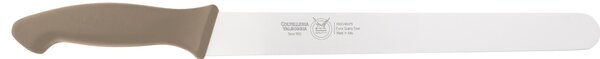 Coltello salumi cm 26, colore tortora, manico in gomma termoplastica