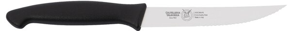 Coltello bistecca seghettato cm 12, colore nero , manico in gomma termoplastica