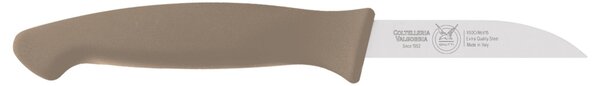Coltello cucina verdura retto affilato cm 8, colore tortora, manico in gomma termoplastica
