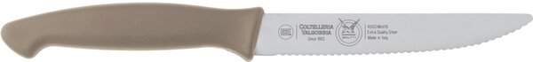 Coltello tavola seghettatto cm 12, colore tortora, manico in gomma termoplastica