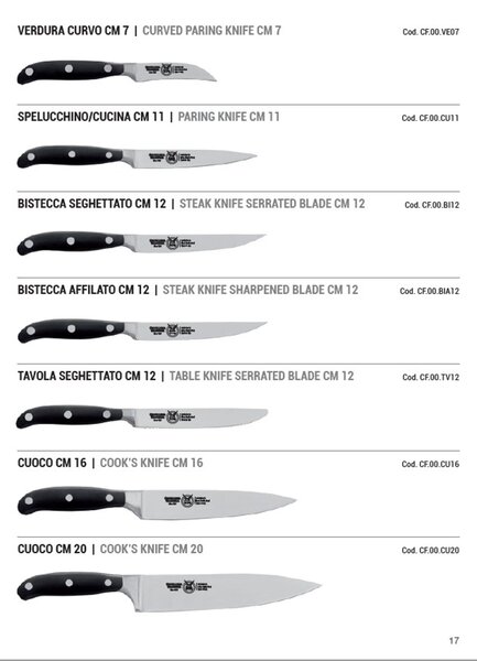Coltello Arrosto lunghezza 23 cm forgiato in acciaio W.Nr.1.4116 manico nero , Manico in Resina Acetalica e rivetti inox