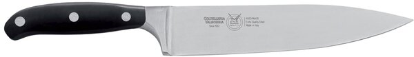 Coltello cucina o lama forgiata in acciaio W.Nr.1.4116 cm 20, Forgiato manico nero , Manico in Resina Acetalica e rivetti inox