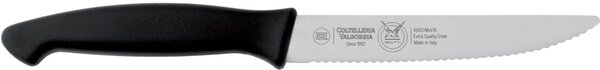 Coltello tavola seghettatto cm 12, colore nero , manico in gomma termoplastica
