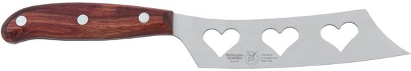 Coltello formaggi molli lama forgiata in acciaio W.Nr.1.4116 cm 29 e manico in legno di mogano , colore manico in legno di mogano scuro