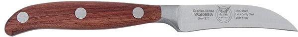 Coltello cucina verdura forgiato in acciaio W.Nr.1.4116 in legno di mogano cm 8, colore manico in legno di mogano scuro