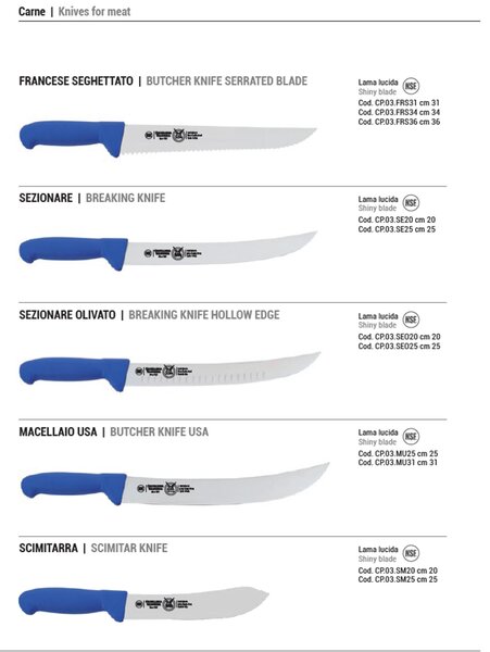 Coltello Professionale per Scannare Cm 13 colore Blu manico in ergonomico impugnatura protetta
